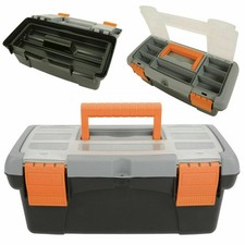 Toolbox with Removable Tray and Storage Compartment Eyehole Lid Small & Large