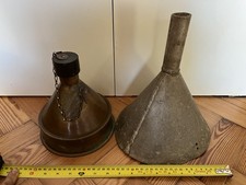 Rare Vintage Brass Funnel x1  & x1 Alloy Funnel Classic Car Petrol Oil
