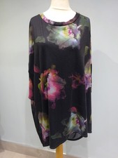 A Postcard From Brighton Black Multi Colour Top Size 2 Pit to Pit 28"