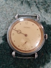 Vtg Medana Mens Oversized Mechanical Sub Dial  Watch (Not Working) 36mm Swiss