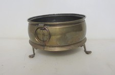 Vintage Brass Trough Tub Planter Plant Pot Old Handles Antique Lion Feet 8.5"W