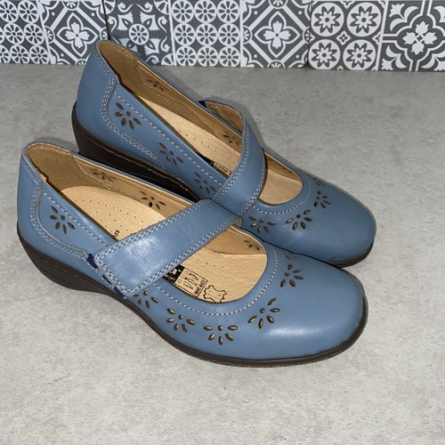 Ladies blue leather flat - ladies,