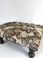 Vintage Footstool - Tapestry Floral Foot Stool -  Vintage Foot Rest - 14” GC