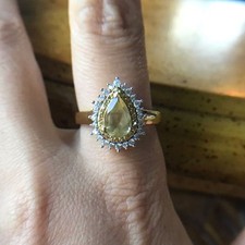 Natural Heliodor Yellow Sapphire Sterling Silver Yellow Gold Vermeil Ring Size 9