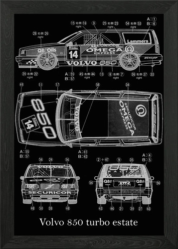 Volvo 850 turbo estate framed - volvo,