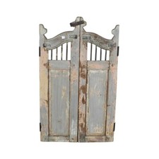 Antique Grey Patina Indian Teak Dog Gates Garden Entry Gujarat 62x111cm