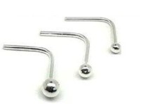 3 x Nose Studs L Shape Sterling Silver Set Pins Piercing
