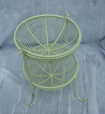 Vintage French style metal wire work fruits and vegetable basket 2 tier w handle