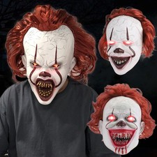 Halloween Scary Clown Mask Horror Pennywise Mask LED Light Up Full Head Mask