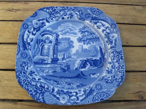 Spode blue white plate - spode, &