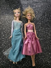 Barbie Dolls + Frozen Doll - Blue Dress Blonde Figures