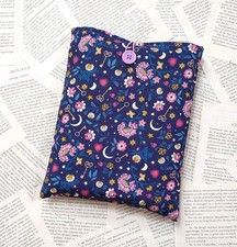 Handmade Book Sleeve Cover Padded Pouch Moonlit Garden Fabric Bookish Gift
