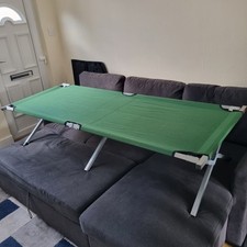 Heavy Duty Portable Folding Camp Bed In Green Good Used Condition. See Photo's