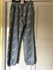Woman’s Playboy X Missguided Blue White Repeat Joggers Oversized Size 8 BNWT