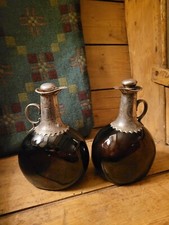 A Super Pair Of Victorian Glass Decanters With Silver Plate Mounts