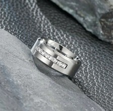 Mens Ring 6mm CZ Inlaid Ring
