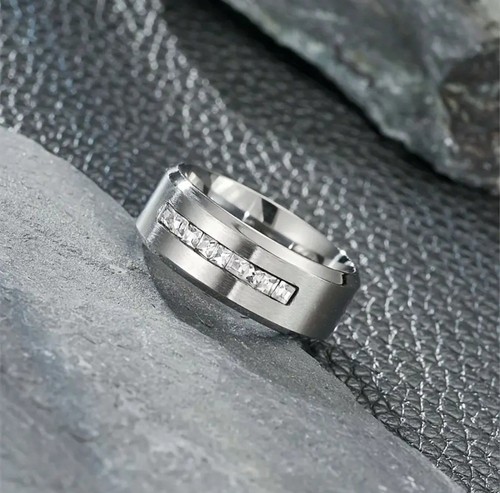 Men 6mm inlaid engagement - 6mm,