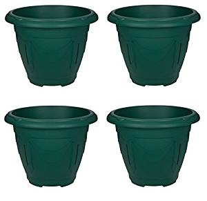 Green round venetian pot - green,