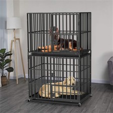 Heavy Duty Stackable Cat Dog Pet Metal Crate Kennels Outdoor Indoor with Casters