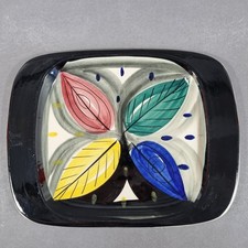Vintage Inger Waage Stavangerflint Pottery Leaves Plate Norway Mid Century