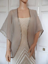 BEIGE/TAUPE Chiffon Kimono Wrap Wedding Evening Shrug Bolero Jacket. Size 8 - 24