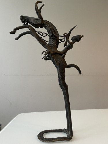 African bronze horse rider
