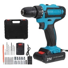 2-Battery 21V Cordless Drill Combi Driver Kit - High-Power Electric Screwdriver