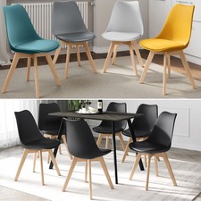 2/4/6 x BERGEN Tulip Dining Chairs Padded Seat w/ Beech Legs Retro Kitchen Chair