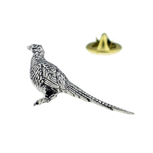 Pheasant pewter lapel pin - lapel,
