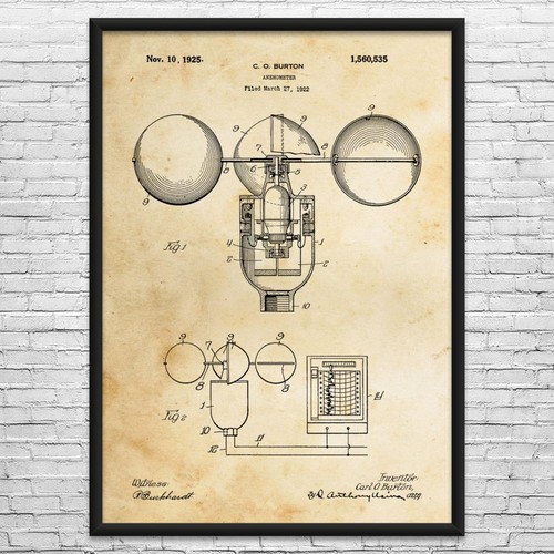 Anemometer patent wall art - patent,