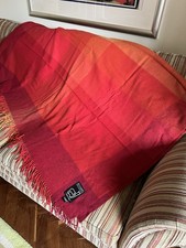 ELVANG DENMARK Alpaca Wool Fringed Throw / Blanket 146 x 180cm Red / Orange