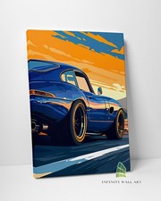 Sunset Blue Car Canvas Art
