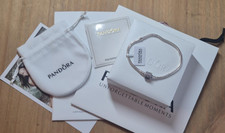 Authentic Pandora 18 cm Silver Bracelet with White Stone Charm – Used, Gift Wrap