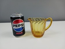 Small Vintage Amber Glass Milk Jug - 9 cm Tall - GC