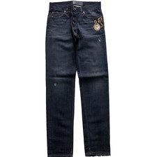 Dolce & Gabbana Jeans Mens 34 Blue 14 Gold Label Dark Embroidered Pocket Watch
