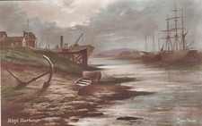Rhyl harbour old artist - rhyl.,