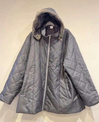 Grey coat with faux fur - fur, trim