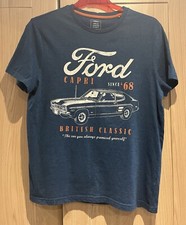 Classic FORD CAPRI Mens T-Shirt Official Licenced Blue Size Medium - in VGC