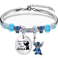 Girls Stitch Charm Bracelet Womens Lilo and Stitch Cute Jewellery Girls Gift NEW