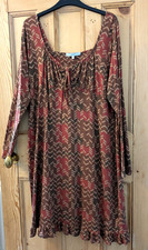 Gorgeous NEXT brown & red midi dress (Gypsy style top) Size 18