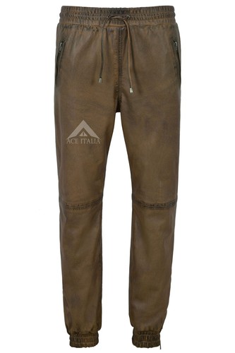 Men real leather trousers - men's,