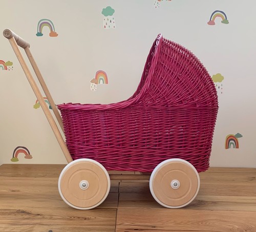 Raspberry wicker doll - raspberry,