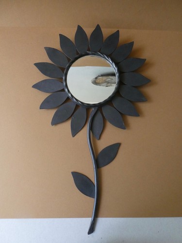 Black metal flower mirror - flower,