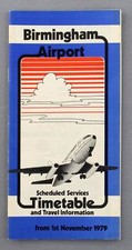 BIRMINGHAM AIRPORT TIMETABLE NOVEMBER 1979 AIRLINE