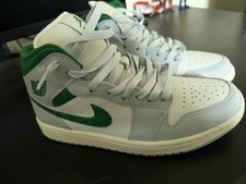 Jordan 1 Mid, UK 7 White/Pine Green, Never Worn, Excellent Condition