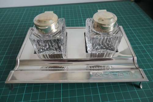 Solid silver inkwell - , stand