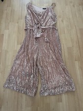 Lavish Alice Rose Gold Sequin Embellished Cowl Neck Culotte Jumpsuit