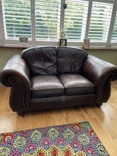 Two -Two-seater Sofa Brown Leather By Thomas Lloyd  Good Condition £350  