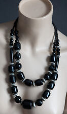 EAST Ebony BLACK Bead DOUBLE Necklace - UNWORN