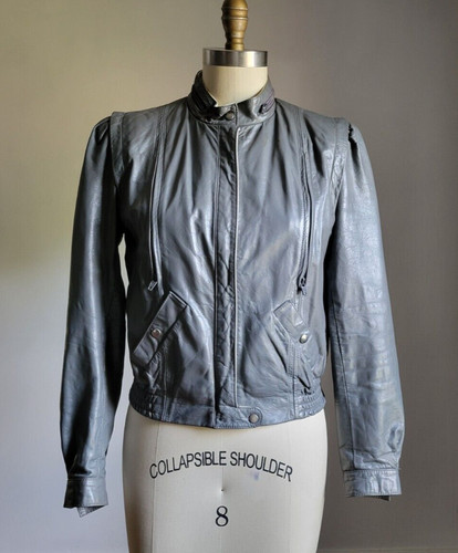 Vtg gray genuine leather - genuine,